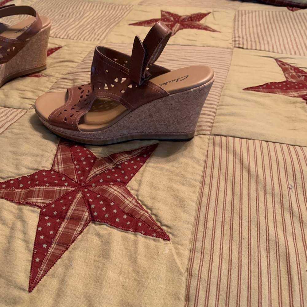 NWOT Clark Wedge Sandals. Never worn.